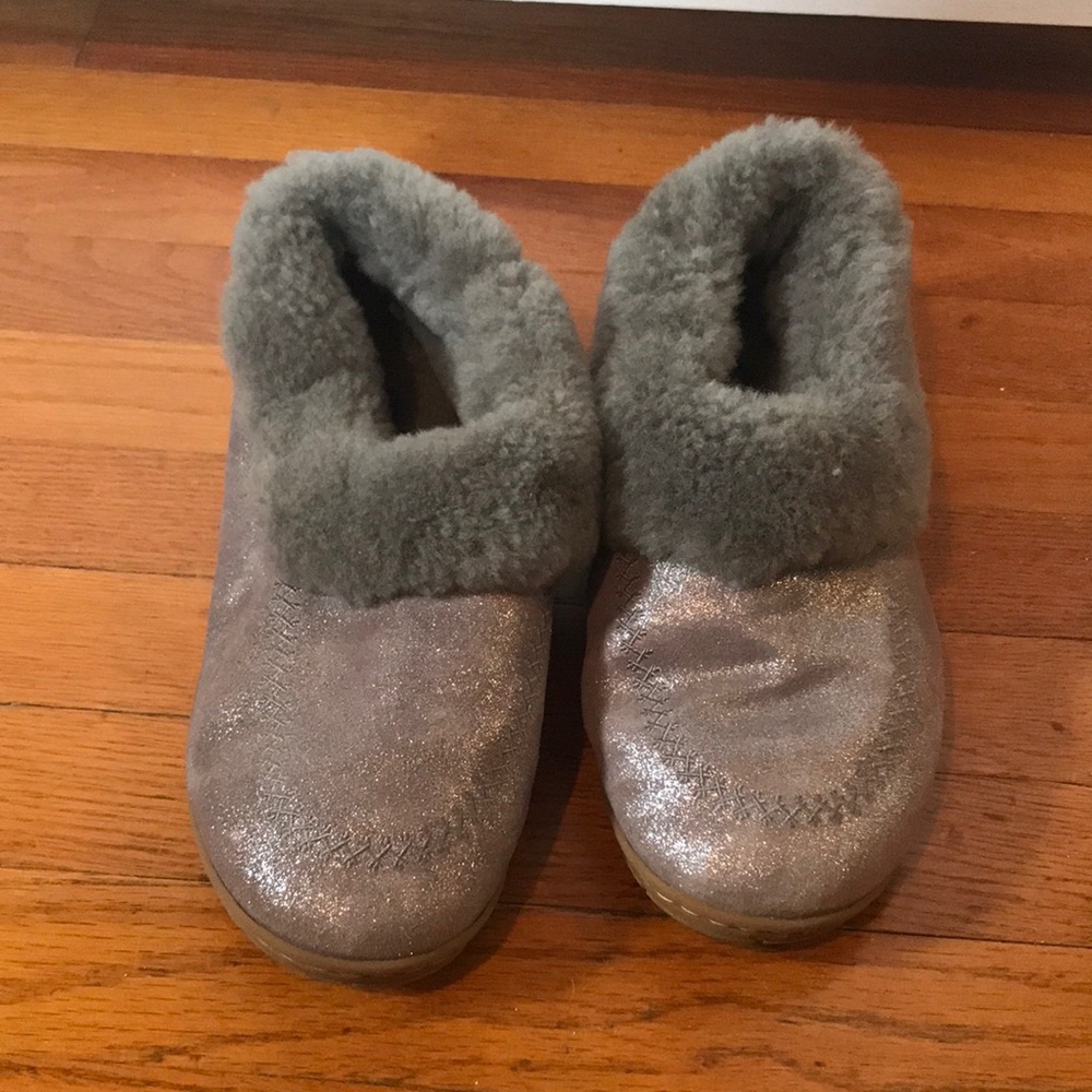 Lands end glitter shearling slippers